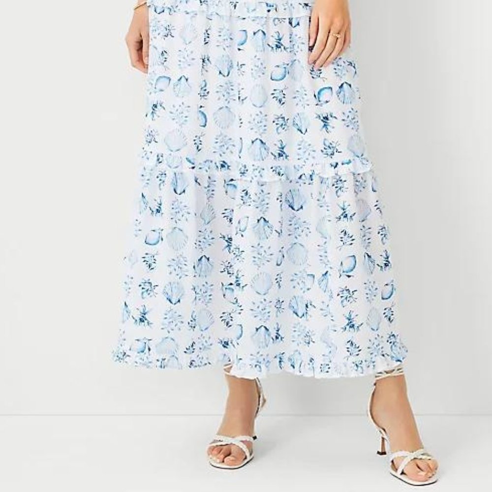 New Ann Taylor Shell Tile Tiered Maxi Dress - Picture 4 of 6